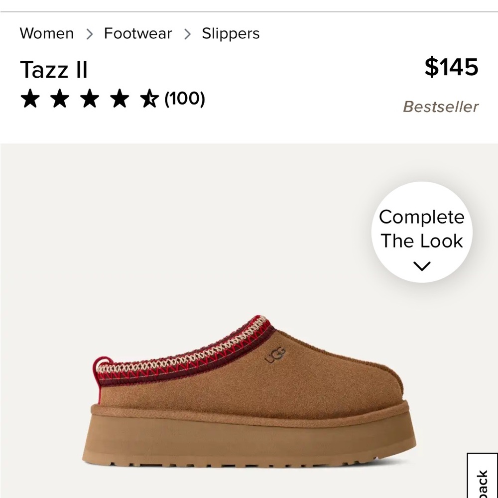 UGG Tazz II Tan Slippers with Red Trim